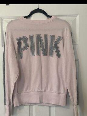 PINK Victoria's Secret Light Pink Glitter Logo Sweatshirt